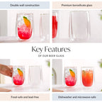 Juice Cooler Double Wall Glass Set Of 2 350ml Nestasia