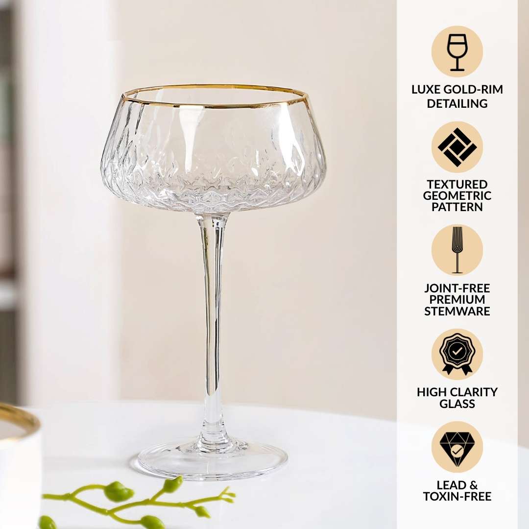 Crystal Gold Rim Cocktail Glass Set Of 2 320ml Nestasia