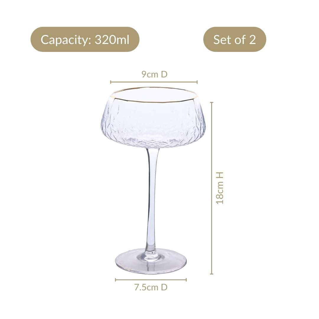 Crystal Gold Rim Cocktail Glass Set Of 2 320ml Nestasia