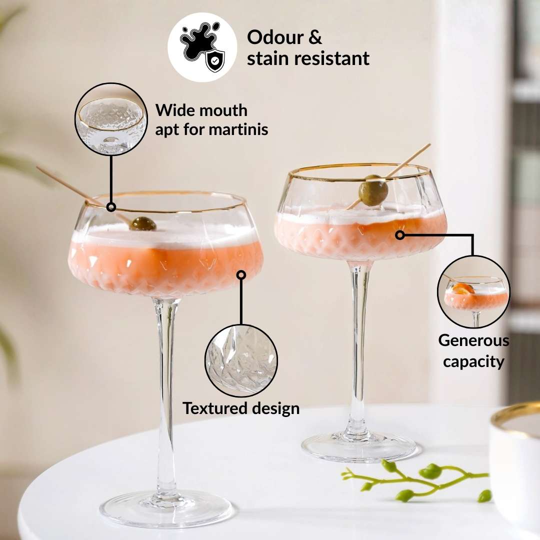 Crystal Gold Rim Cocktail Glass Set Of 2 320ml Nestasia