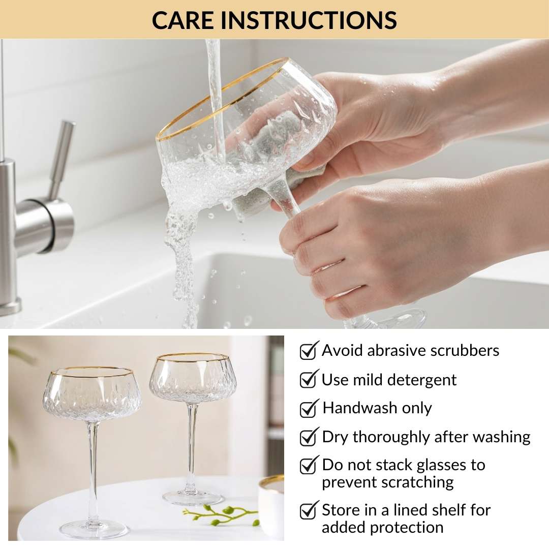 Crystal Gold Rim Cocktail Glass Set Of 2 320ml Nestasia