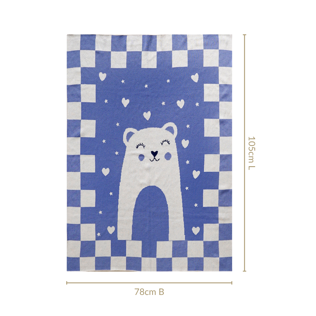 Cuddle Bear Knitted Cotton Throw Blanket For Toddlers 105x78cm Nestasia