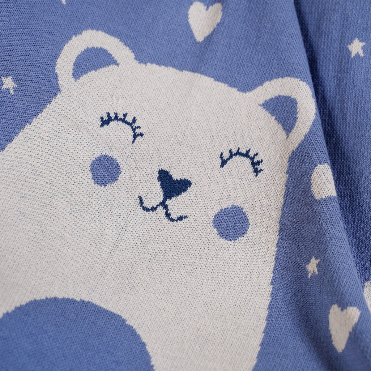 Cuddle Bear Knitted Cotton Throw Blanket For Toddlers 105x78cm Nestasia