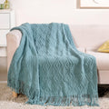Teal Woven Throw Blanket Nestasia