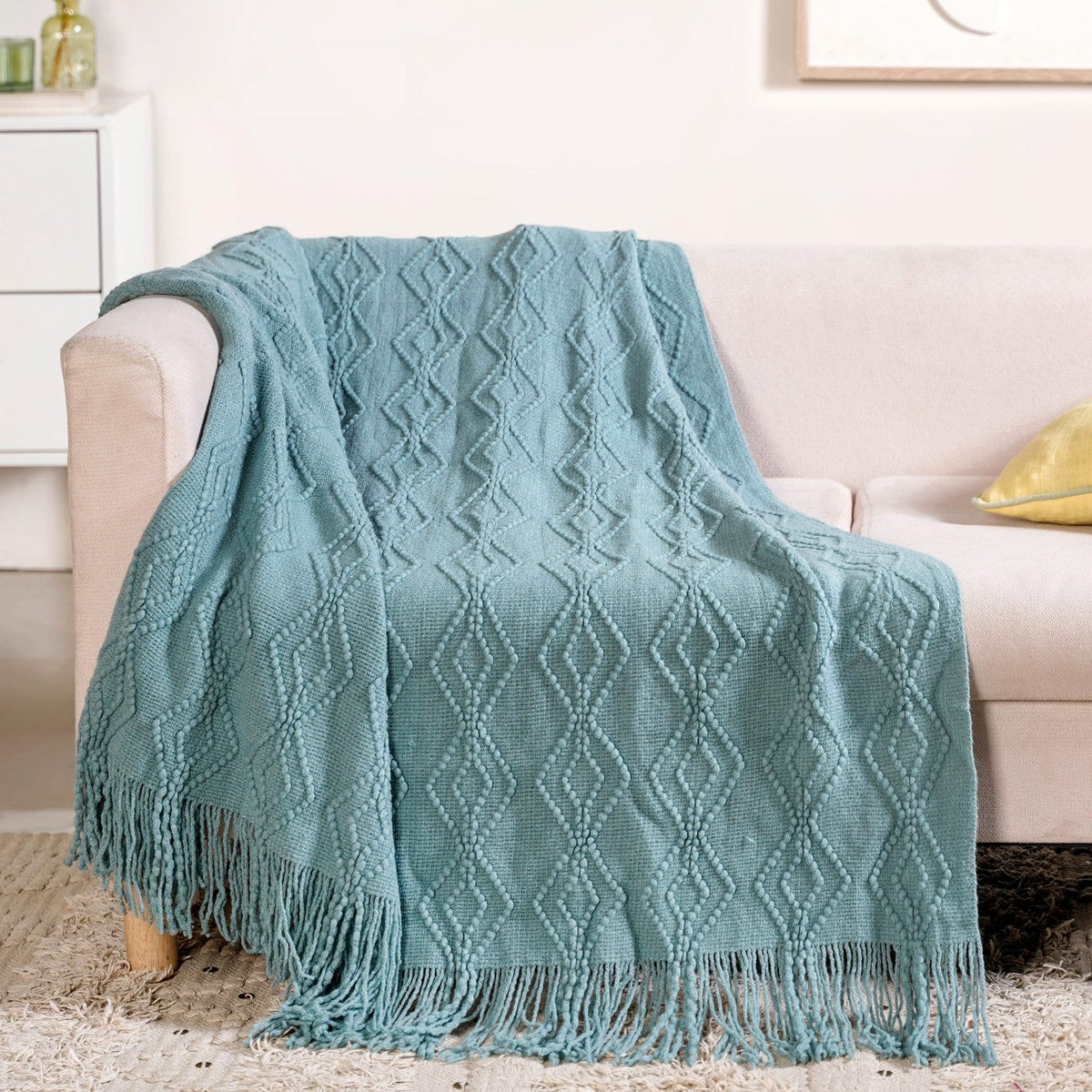 Teal Woven Throw Blanket Nestasia
