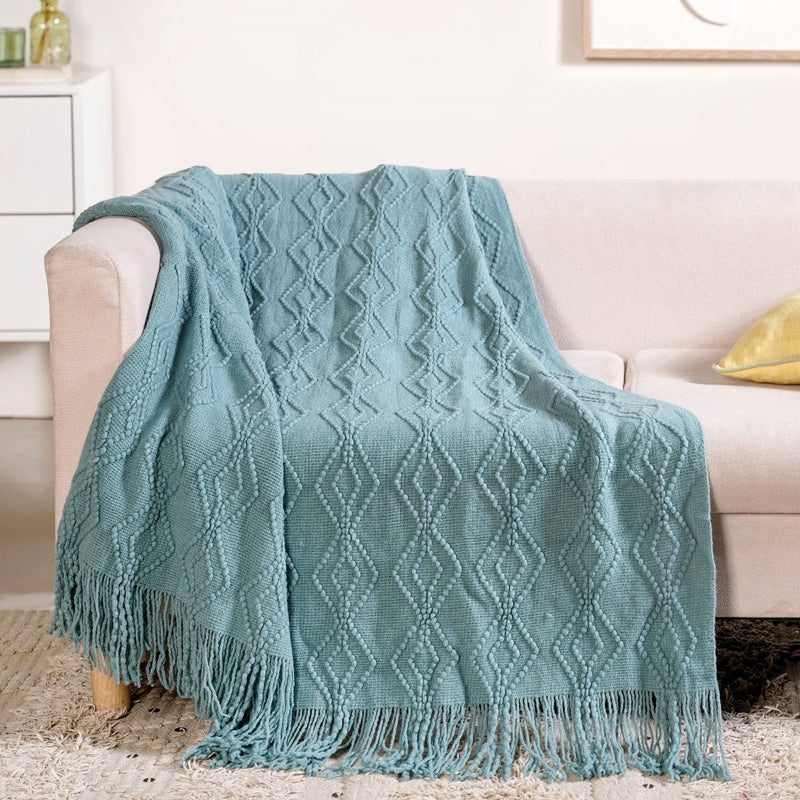 Teal Woven Throw Blanket Nestasia