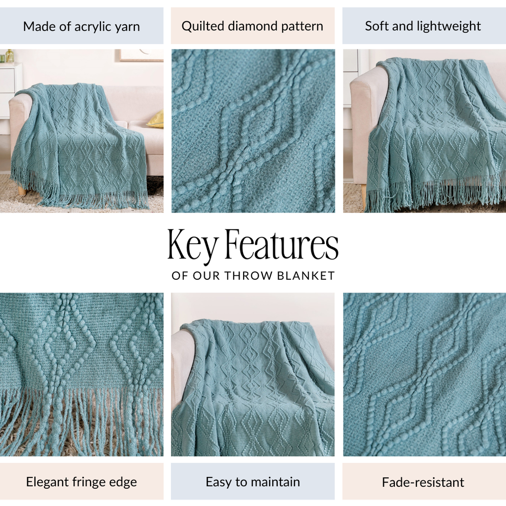 Teal Woven Throw Blanket Nestasia