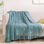 Teal Woven Throw Blanket Nestasia