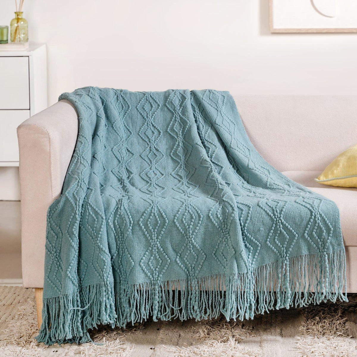 Teal Woven Throw Blanket Nestasia