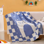 Cuddle Bear Knitted Cotton Throw Blanket For Toddlers 105x78cm Nestasia