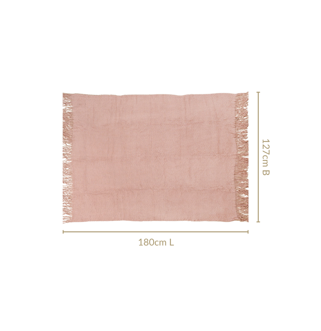 Dusty Pink Throw Knitted With Basket Weave Nestasia