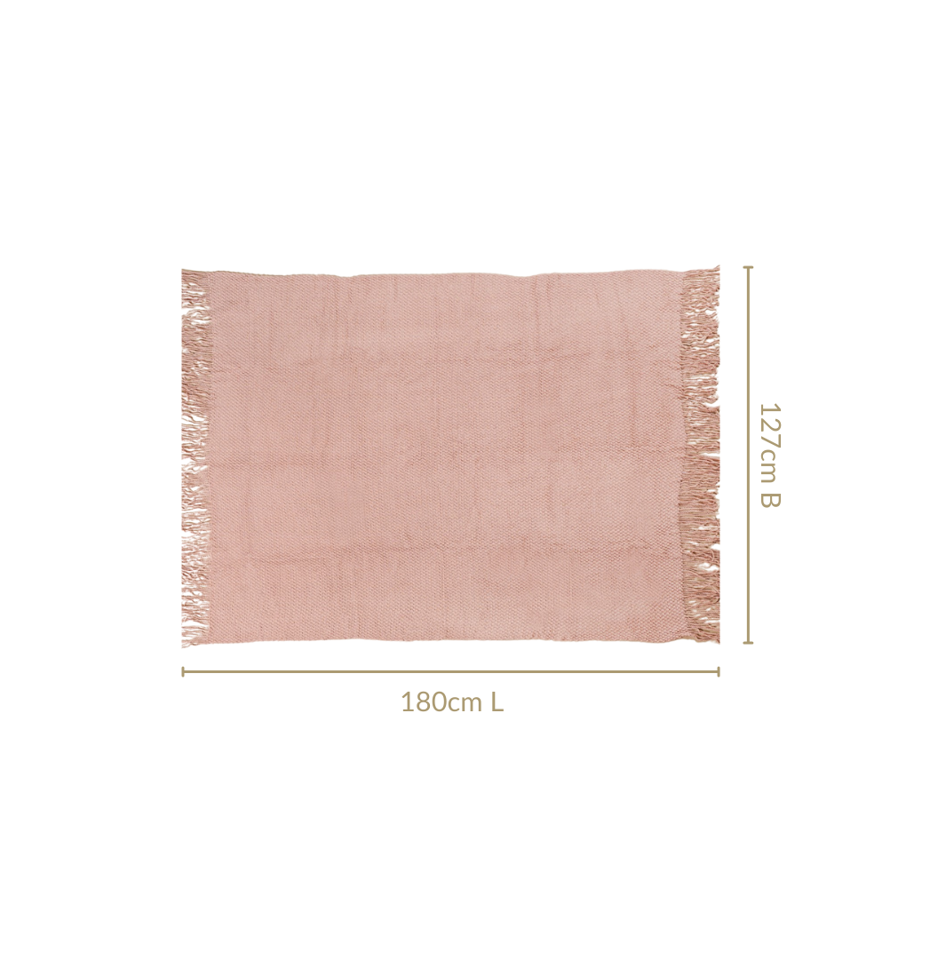 Dusty Pink Throw Knitted With Basket Weave Nestasia