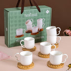 Modern Art Deco Ceramic Cup Set Of 6 With Coasters 200ml Nestasia