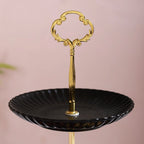 Black Gold 2-Tier Ceramic Cupcake Stand Nestasia