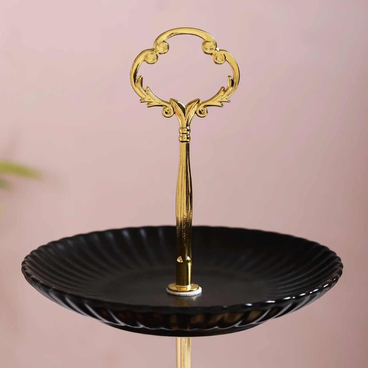 Black Gold 2-Tier Ceramic Cupcake Stand Nestasia