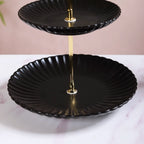 Black Gold 2-Tier Ceramic Cupcake Stand Nestasia