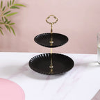 Black Gold 2-Tier Ceramic Cupcake Stand Nestasia