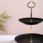 Black Gold 2-Tier Ceramic Cupcake Stand Nestasia
