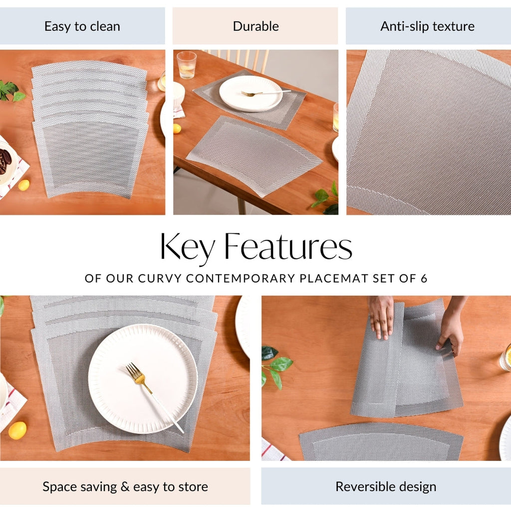 Curved Contemporary Placemat Set Of 6 Nestasia