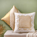 Gold Zari Floral Cushion Cover Set Of 2 Nestasia