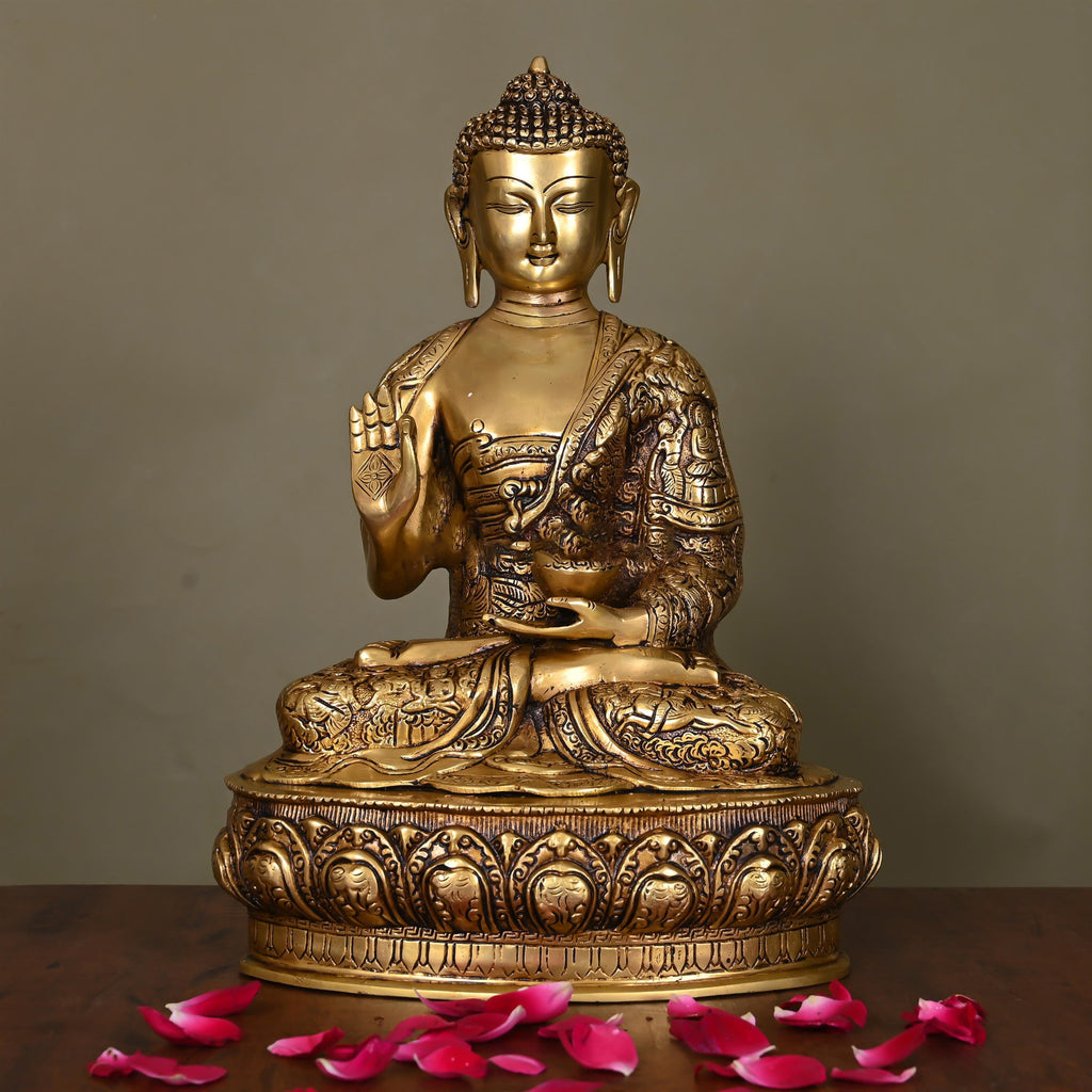 Brass Superfine Blessing Buddha (14.5 Inch) Vedansh Craft