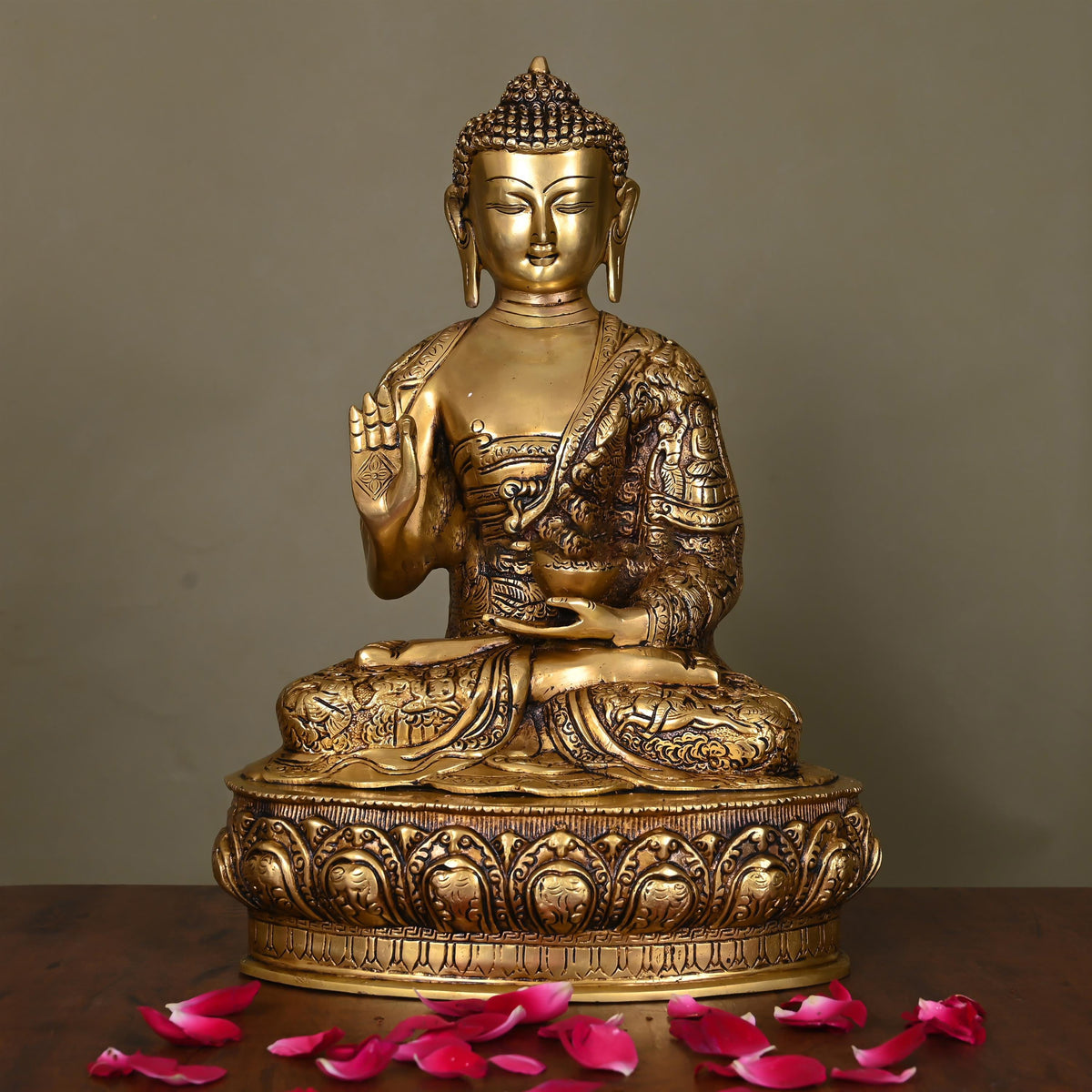 Brass Superfine Blessing Buddha (14.5 Inch) Vedansh Craft