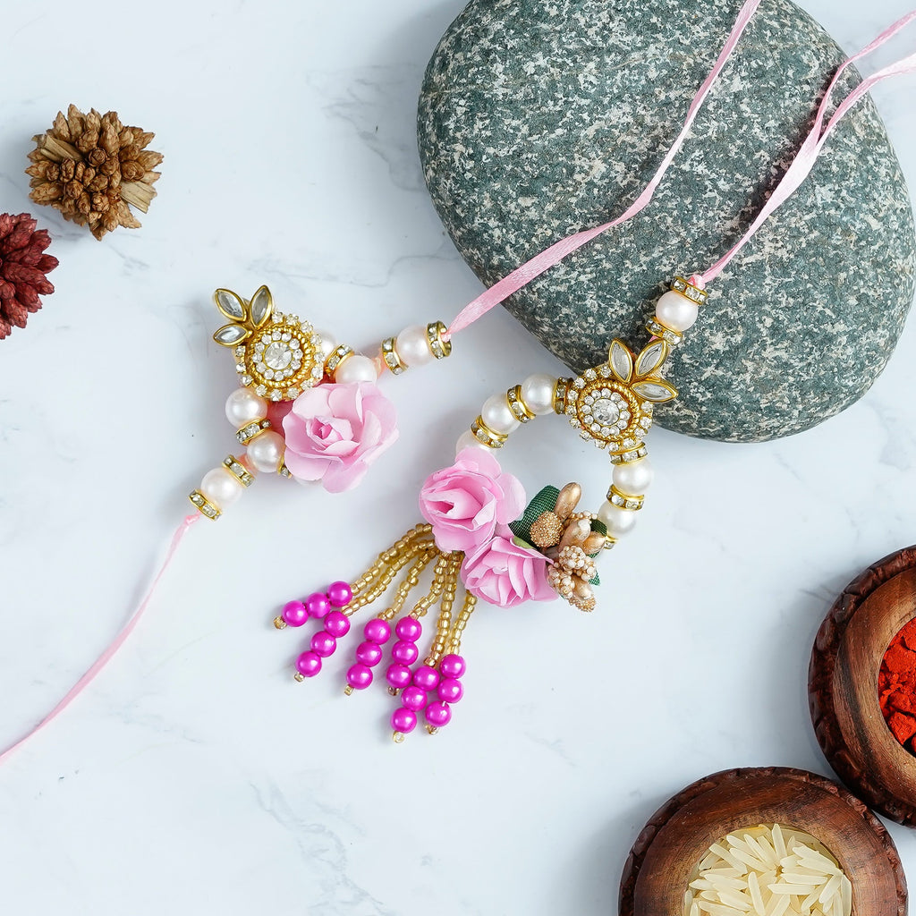 Designer Handcrafted Premium Bhaiya Bhabhi Rakhi and Roli Chawal Pack Kafalo