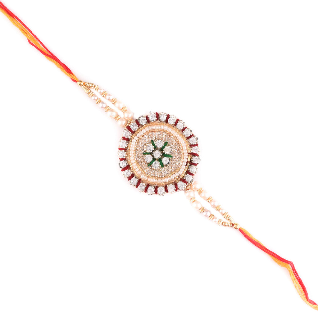 Designer Rakhi and Roli Chawal Pack, Best Wishes Greeting Card Kafalo