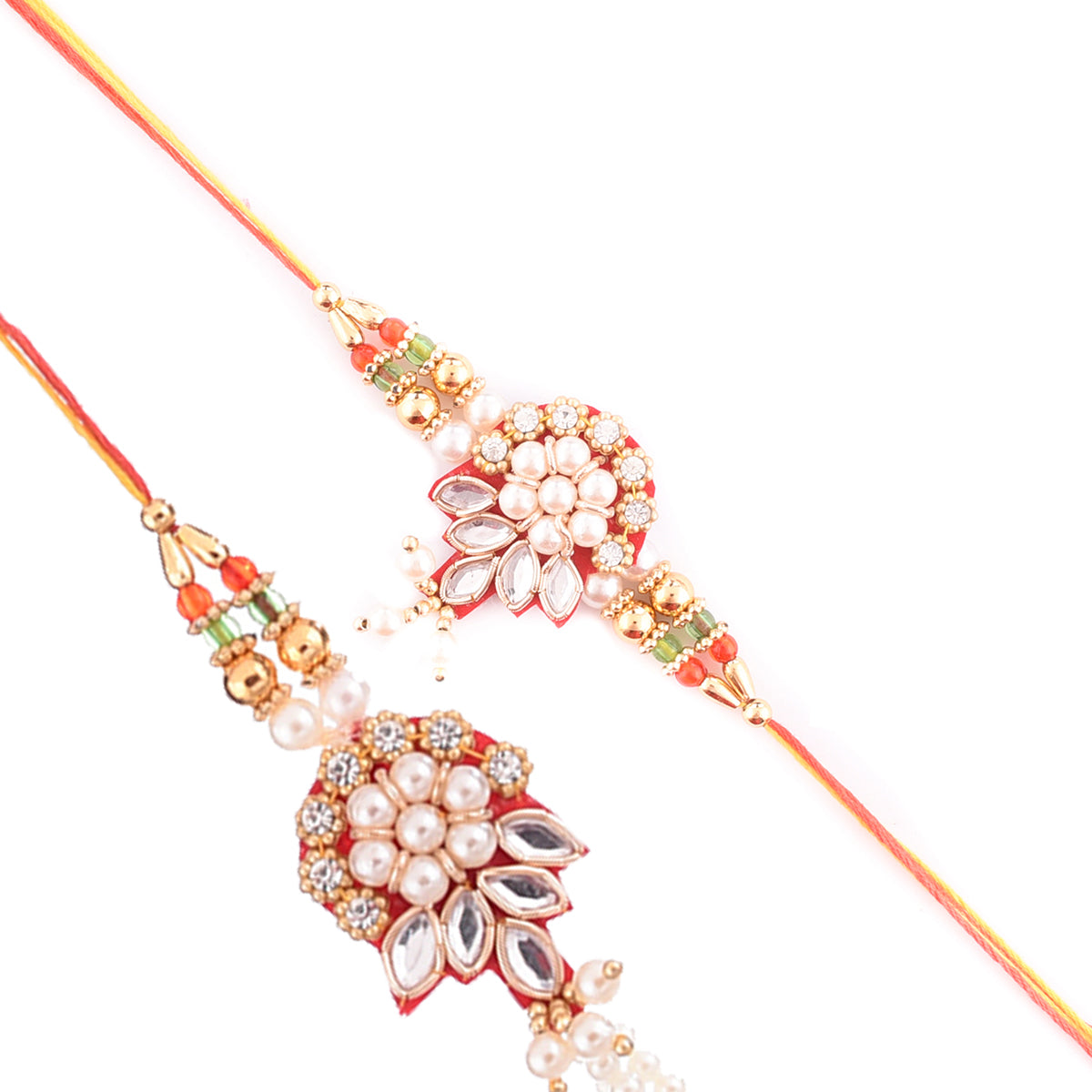 Bhaiya Bhabhi Designer Rakhi and Roli Chawal Pack, Best Wishes Greeting Card Kafalo