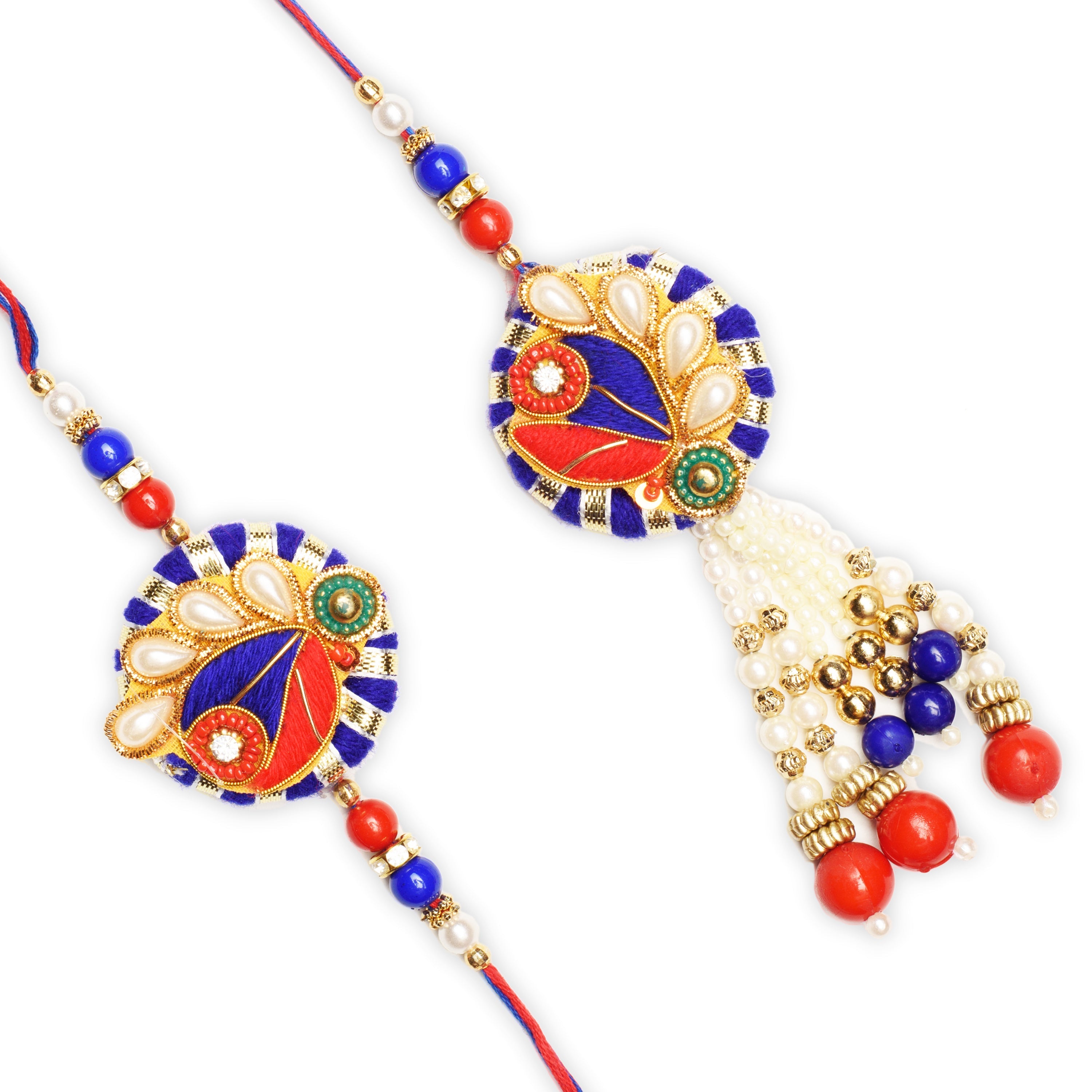 Bhaiya Bhabhi Designer Rakhi and Roli Chawal Pack, Best Wishes Greeting Card Kafalo