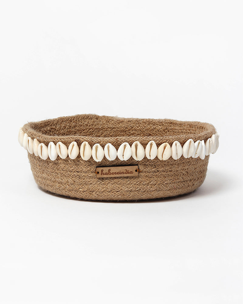 Bohemian Jute Shells Storage Basket for Aesthetic Home and Tabletop Decor