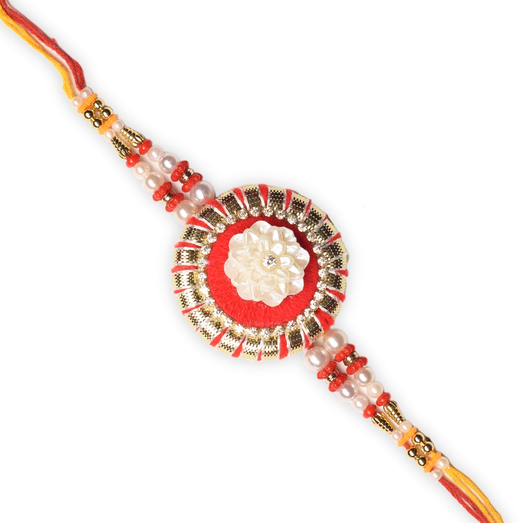 Designer Rakhi and Roli Chawal Pack, Best Wishes Greeting Card Kafalo