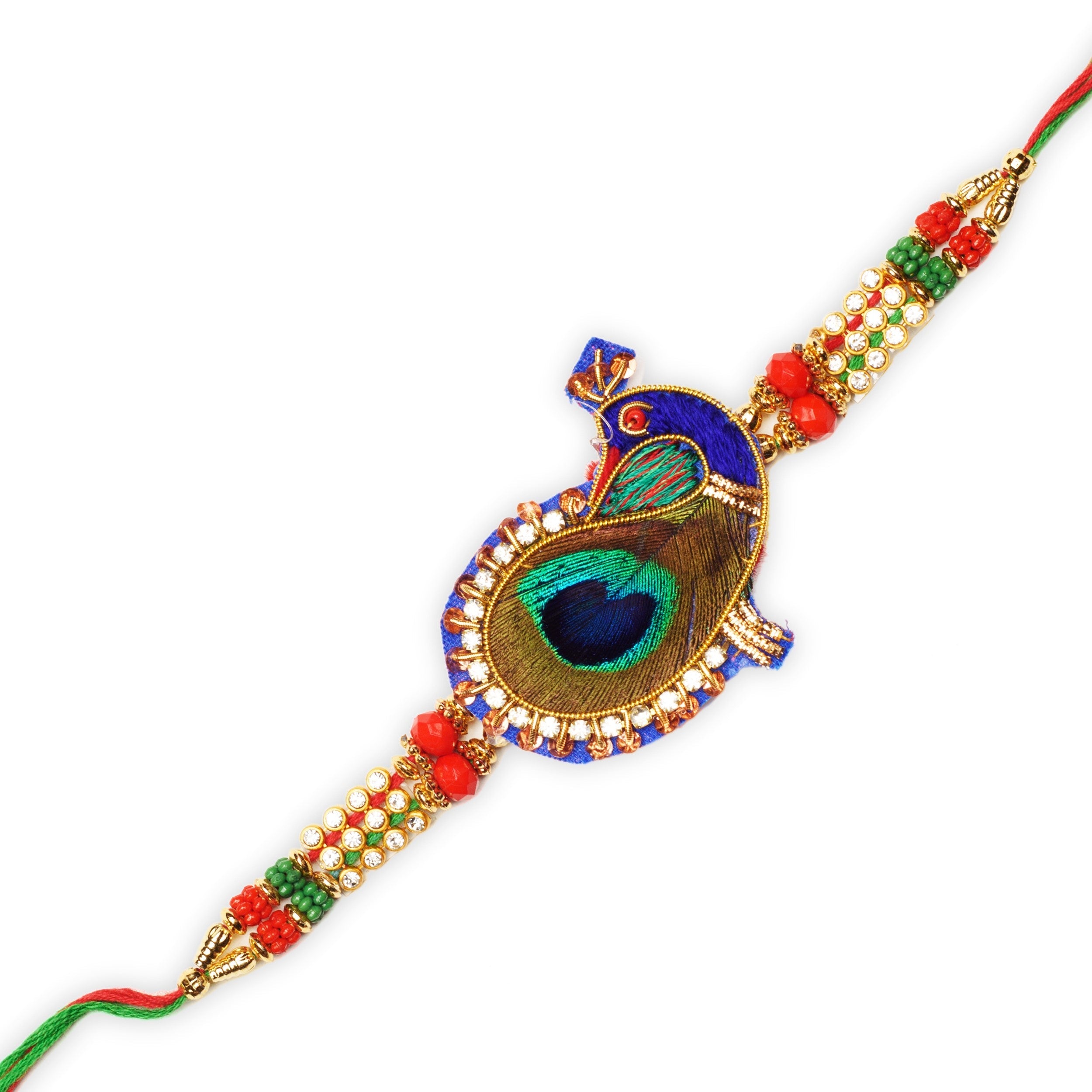 Designer Rakhi and Roli Chawal Pack, Best Wishes Greeting Card Kafalo
