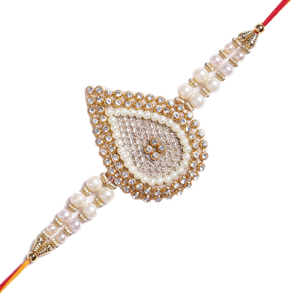 Designer Rakhi and Roli Chawal Pack, Best Wishes Greeting Card Kafalo