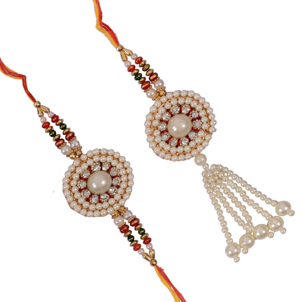 Bhaiya Bhabhi Designer Rakhi and Roli Chawal Pack, Best Wishes Greeting Card Kafalo
