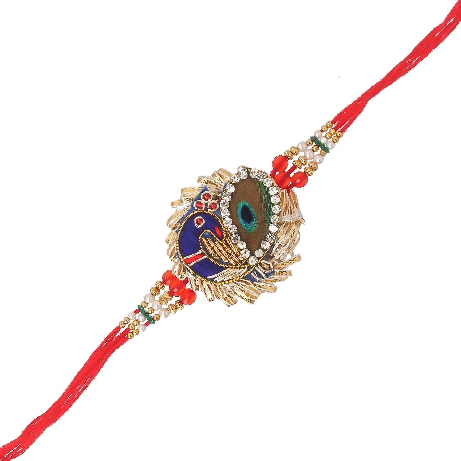 Designer Rakhi and Roli Chawal Pack, Best Wishes Greeting Card Kafalo