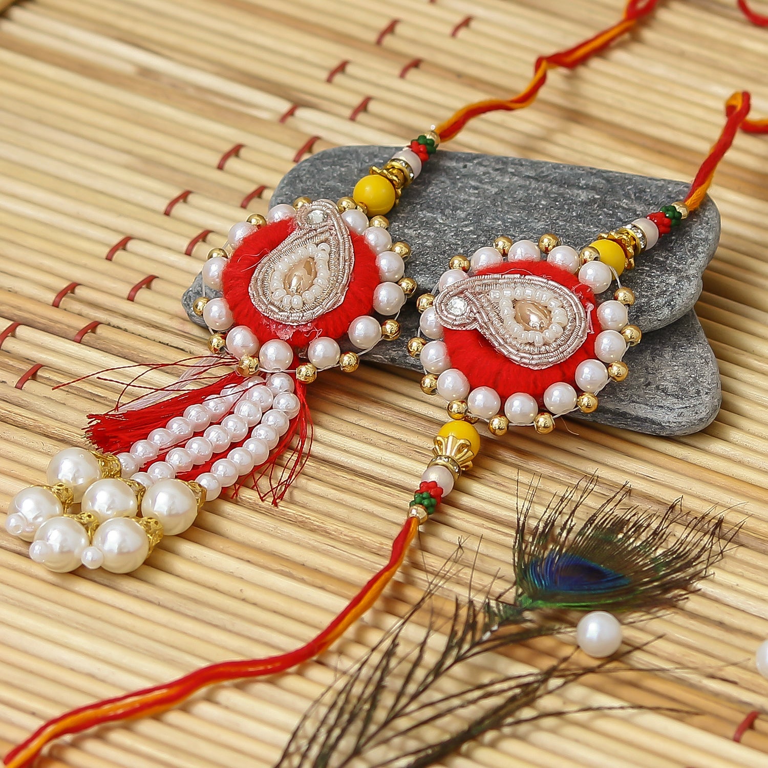 Bhaiya Bhabhi Rakhi and Roli Chawal Pack, Best Wishes Greeting Card Kafalo