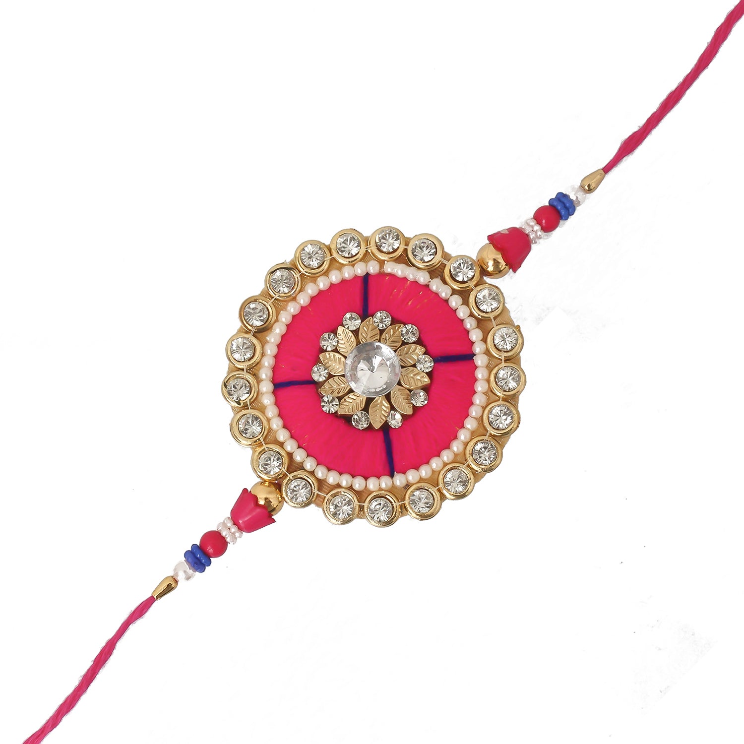 Designer Rakhi and Roli Chawal Pack, Best Wishes Greeting Card Kafalo