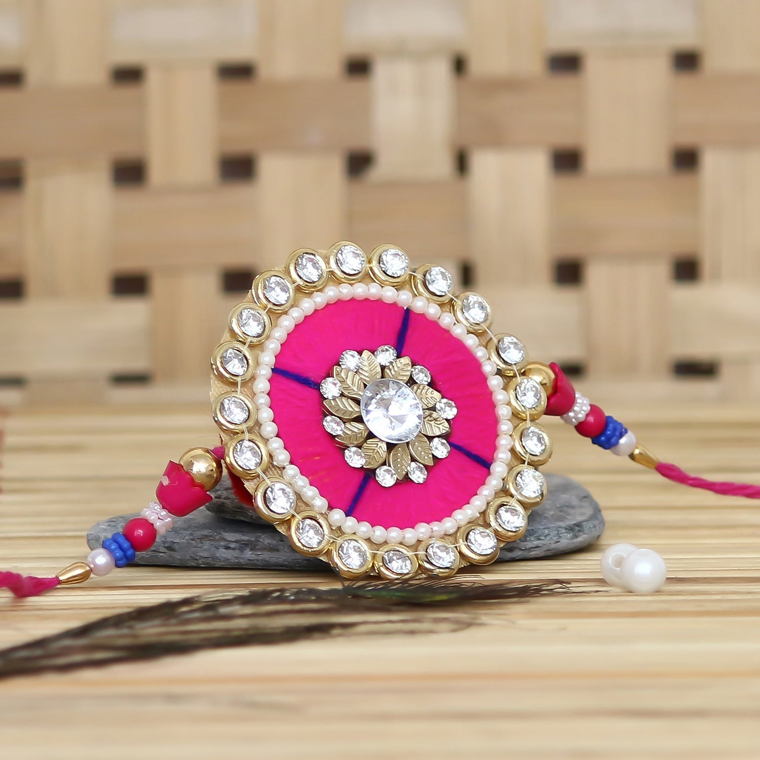 Designer Rakhi and Roli Chawal Pack, Best Wishes Greeting Card Kafalo