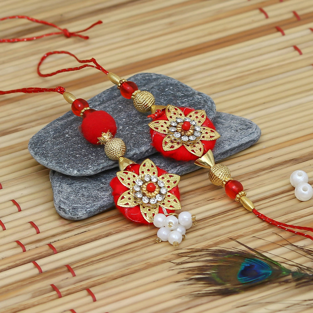Bhaiya Bhabhi Rakhi Set and Roli Chawal Pack, Best Wishes Greeting Card Kafalo
