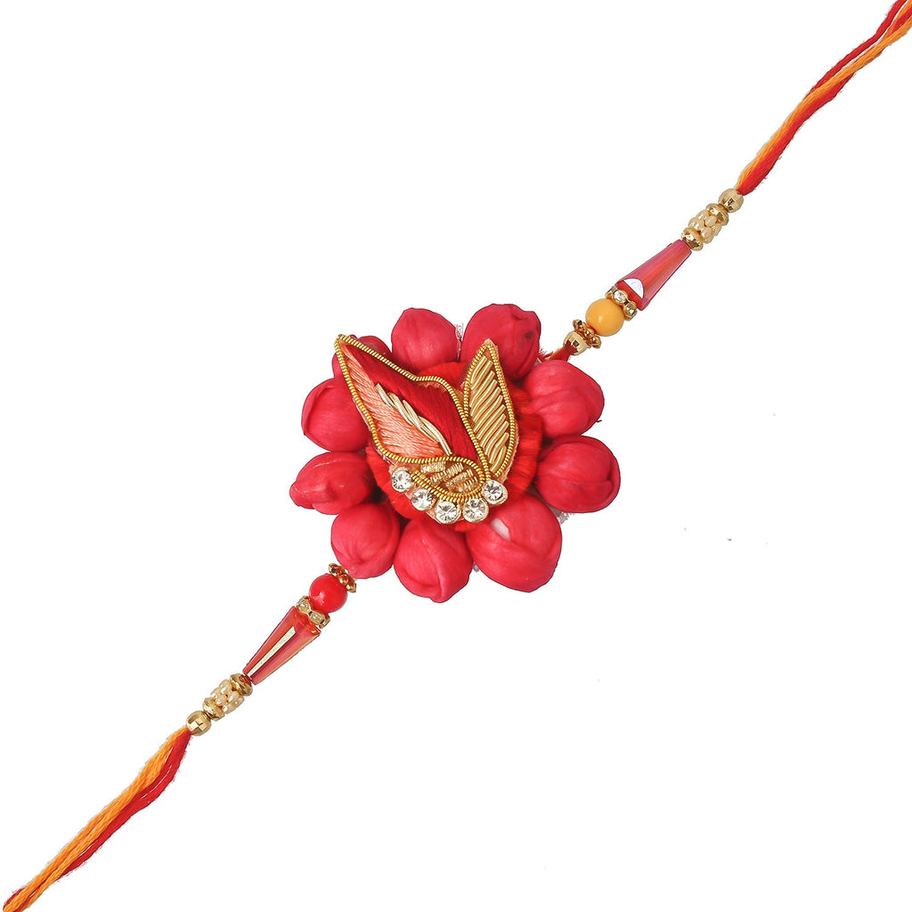 Designer Rakhi and Roli Chawal Pack, Best Wishes Greeting Card Kafalo