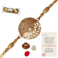 Designer Rakhi with Ferrero Rocher (3 pcs) and Roli Tikka Matki, Best Wishes Greeting Card Kafalo