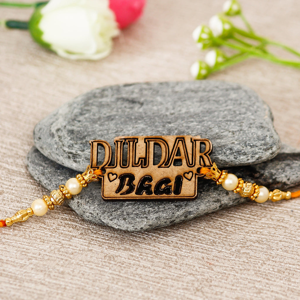 Designer Wooden Dildar Bhai Rakhi Kafalo