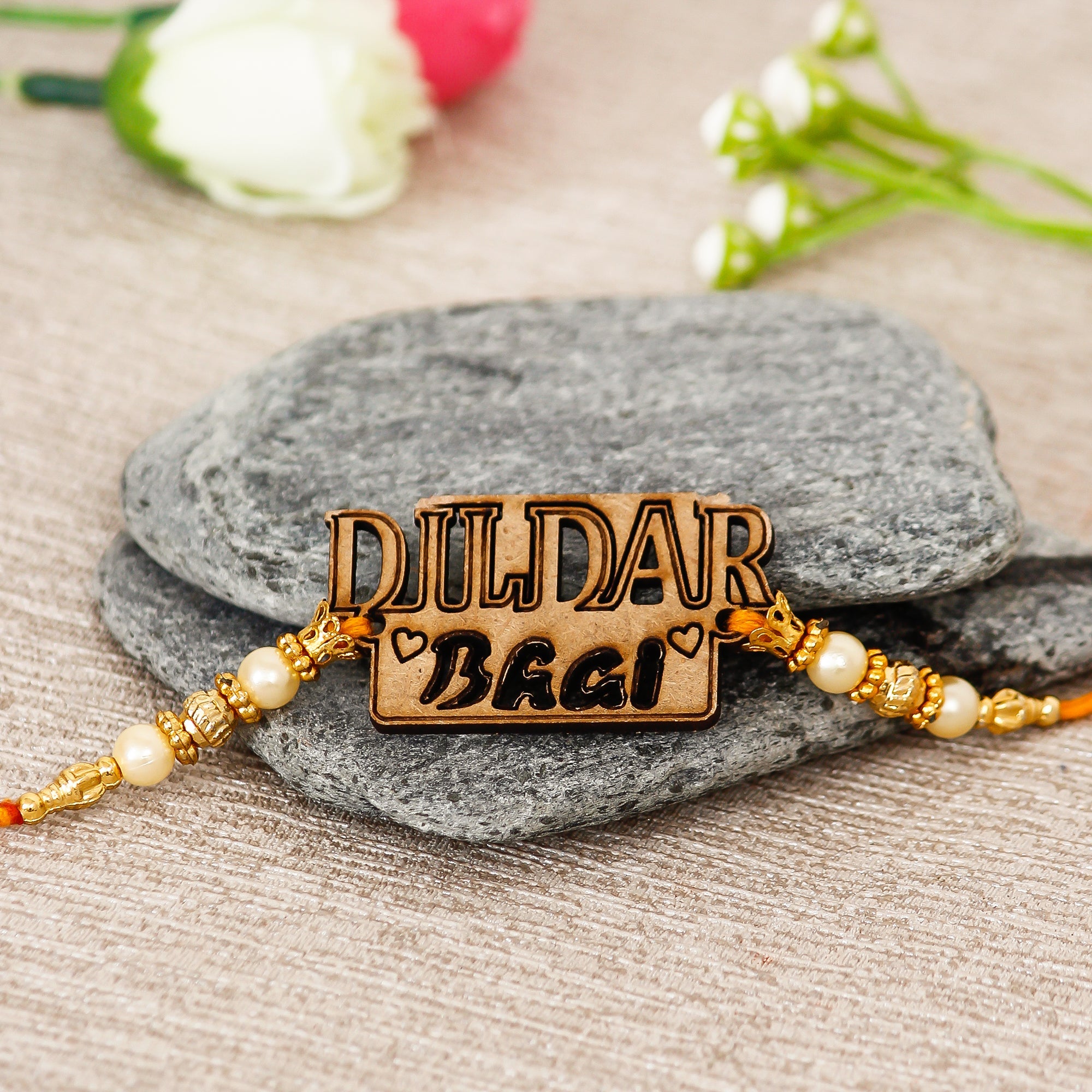 Designer Wooden Dildar Bhai Rakhi Kafalo