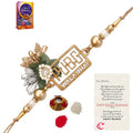 Designer Pubg Wala Bhai Rakhi with Cadbury Celebrations Gift Pack of 5 Assorted Chocolates and Roli Tikka Matki, Best Wishes Greeting Card Kafalo