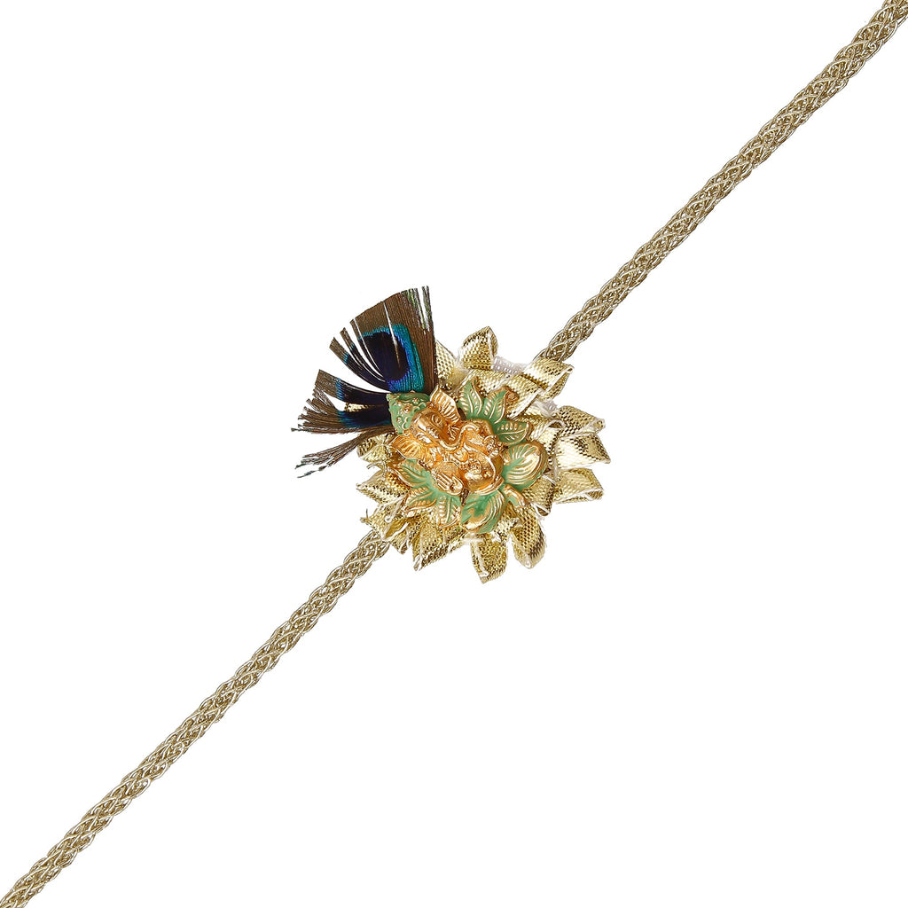 Designer Ganesha Mor Pankh Rakhi Kafalo