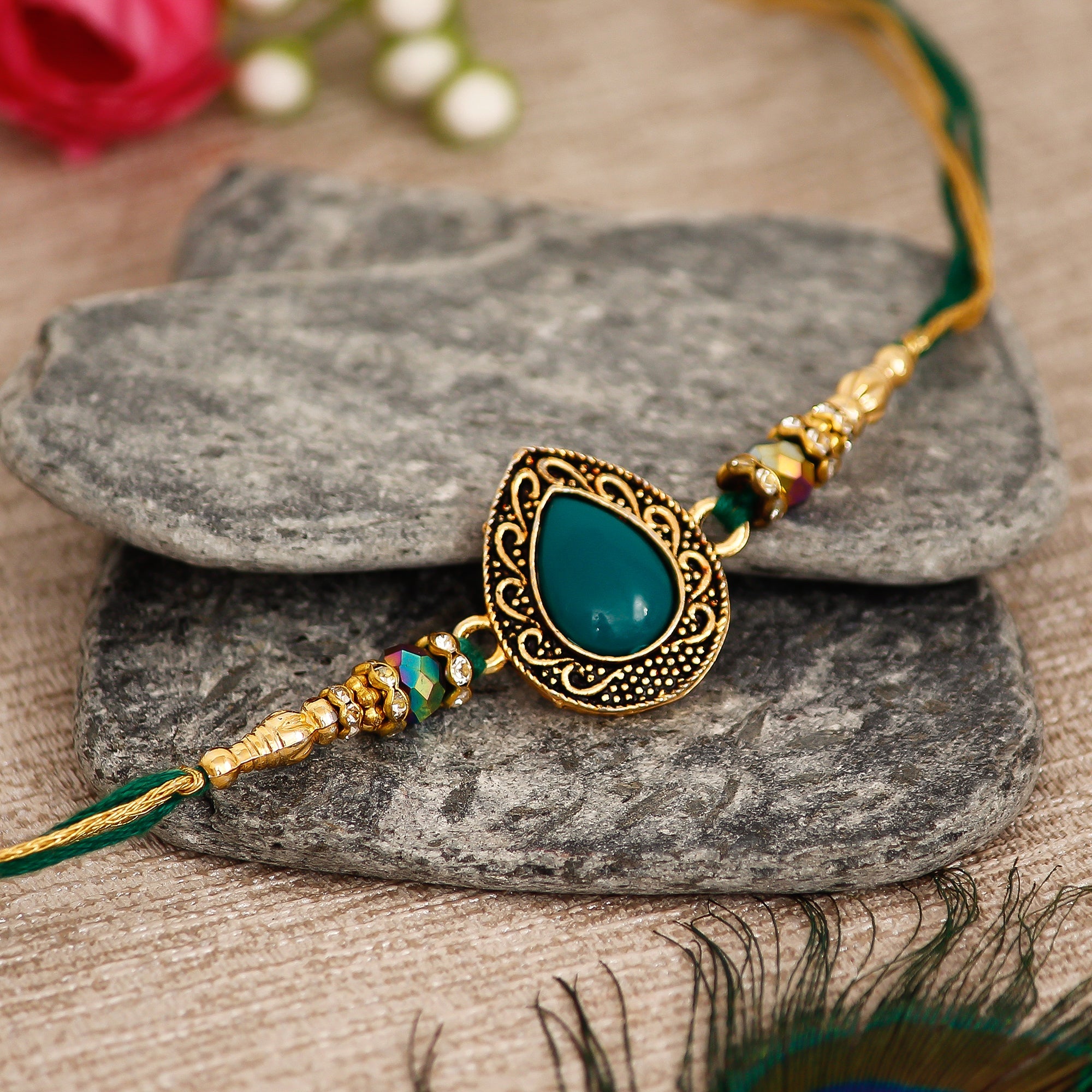 Designer Stone Rakhi Kafalo