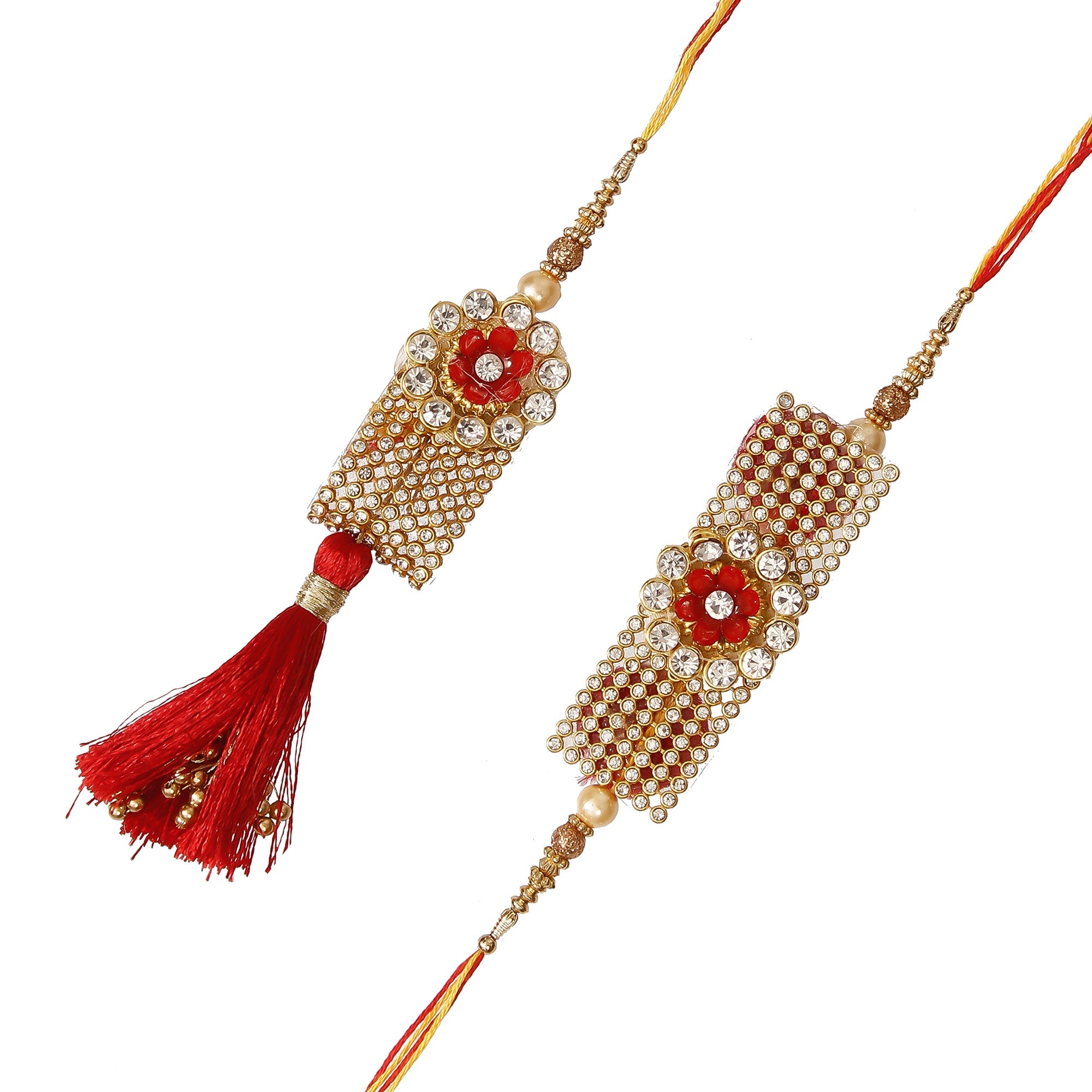 Designer Bhaiya Bhabhi Rakhi and Roli Chawal Pack, Best Wishes Greeting Card Kafalo