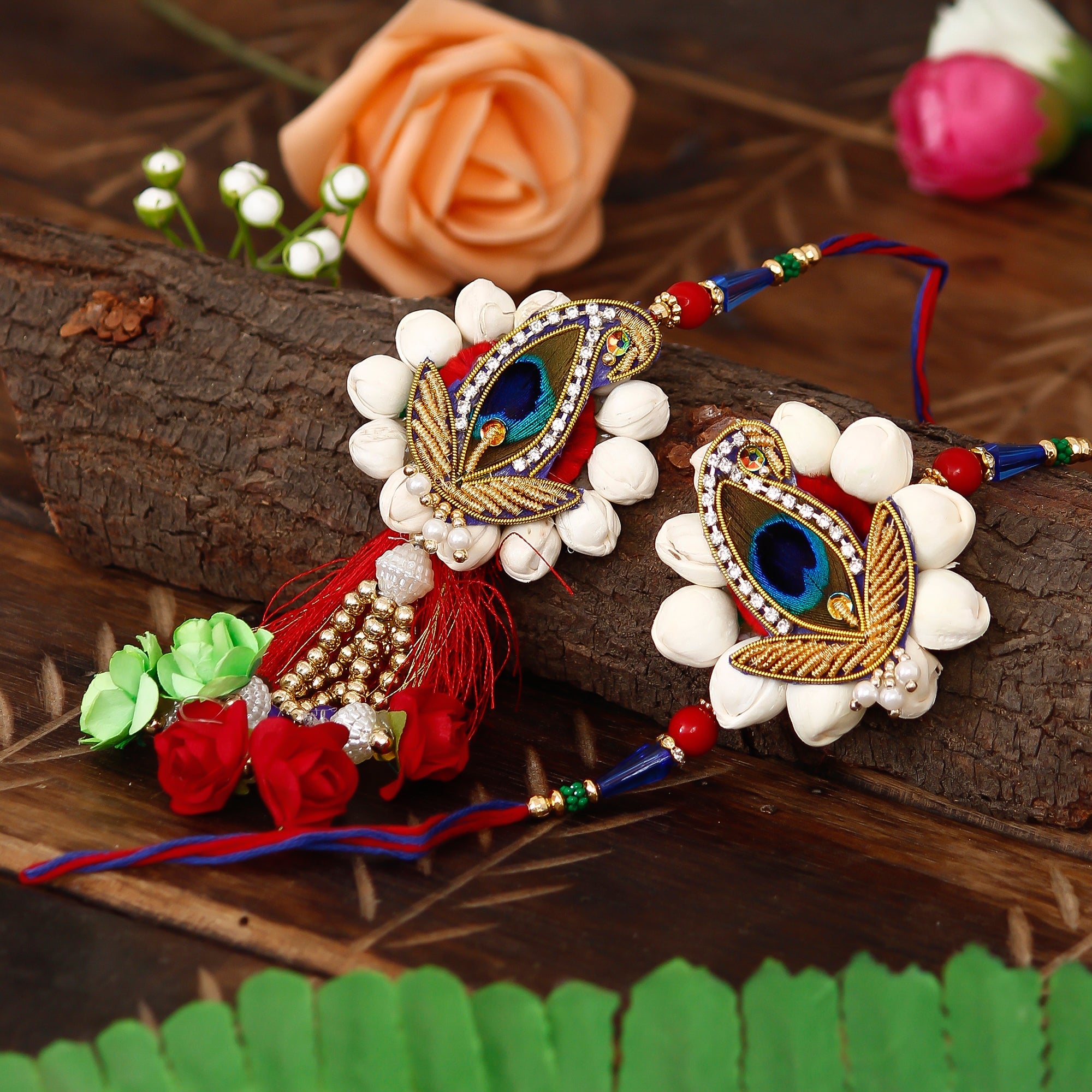 Bhaiya Bhabhi Rakhi and Roli Chawal Pack, Best Wishes Greeting Card Kafalo