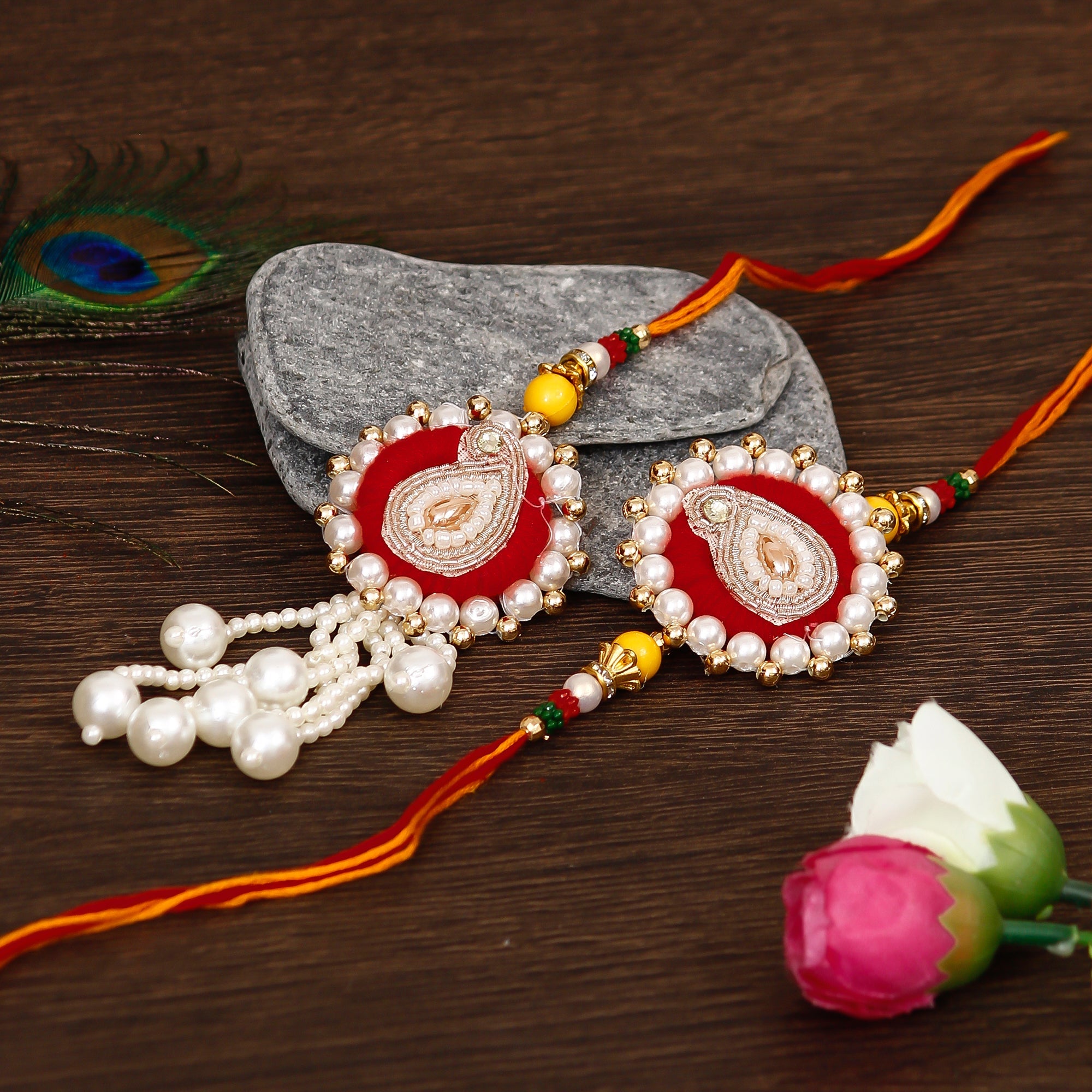Bhaiya Bhabhi Rakhi and Roli Chawal Pack, Best Wishes Greeting Card Kafalo
